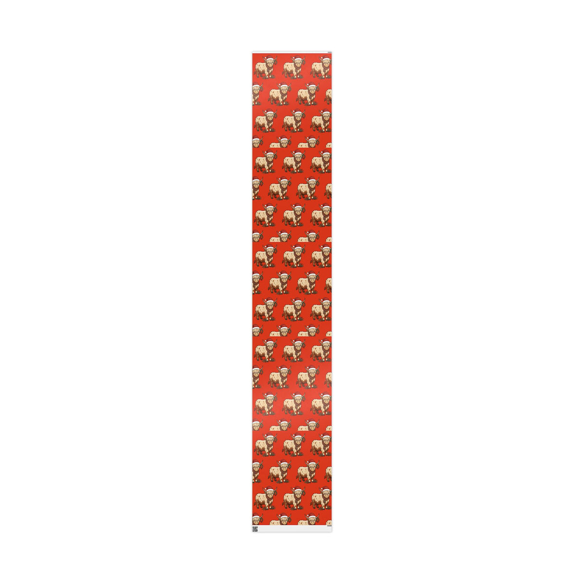 Highland Cow Wrapping Paper – Cute Highland Cattle with Santa Hat, Festive Holiday Gift Wrap