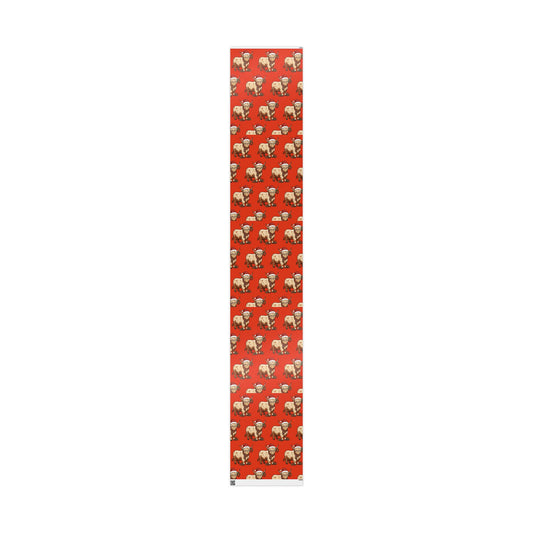 Highland Cow Wrapping Paper – Cute Highland Cattle with Santa Hat, Festive Holiday Gift Wrap