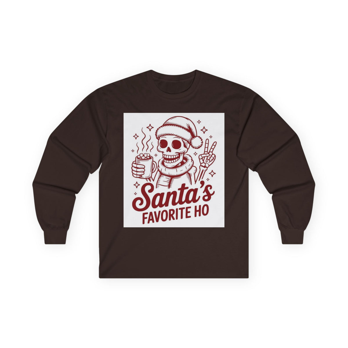 Santa's Favorite Ho Long Sleeve Tee — Funny Skull Christmas Shirt