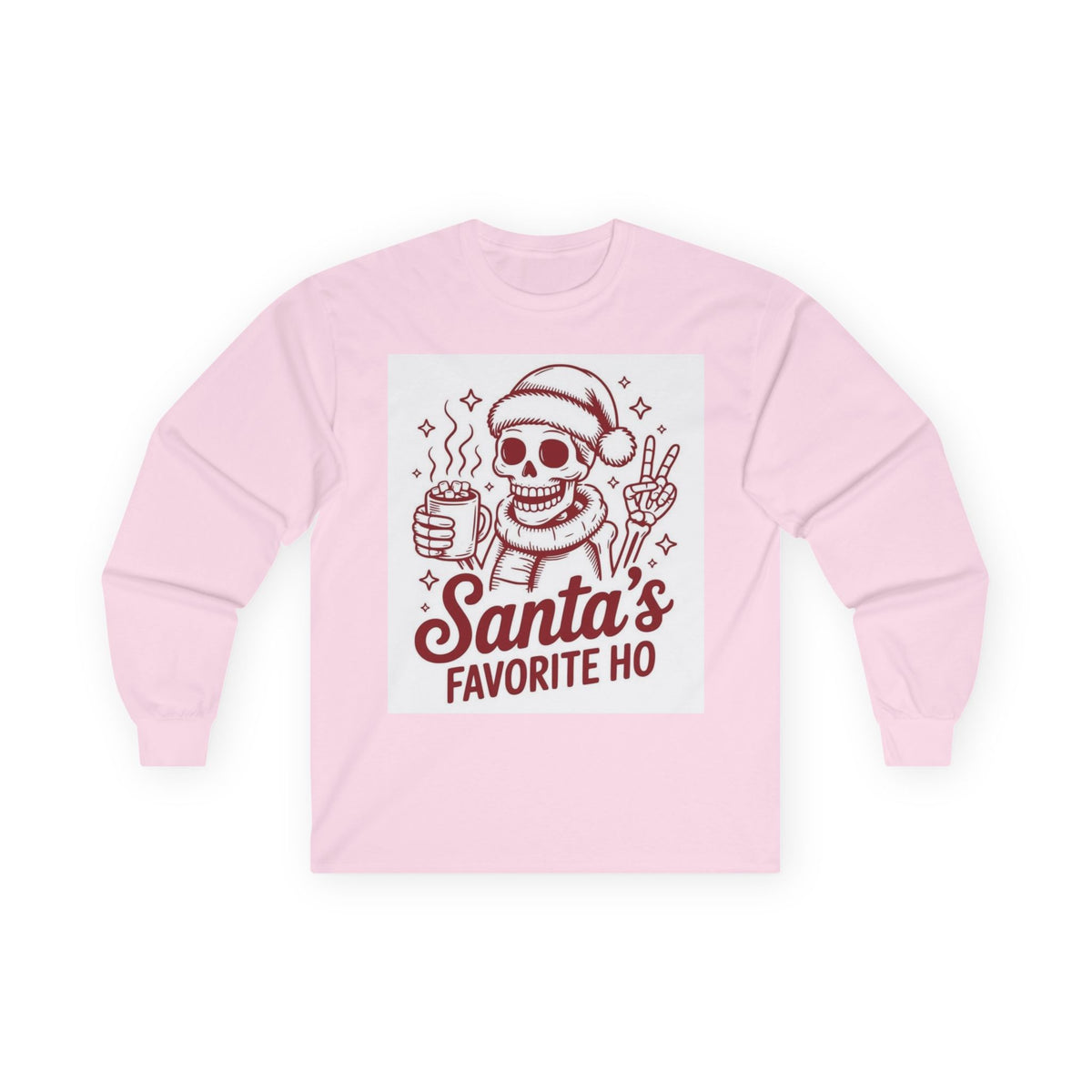 Santa's Favorite Ho Long Sleeve Tee — Funny Skull Christmas Shirt