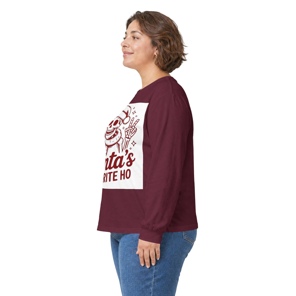 Santa's Favorite Ho Long Sleeve Tee — Funny Skull Christmas Shirt
