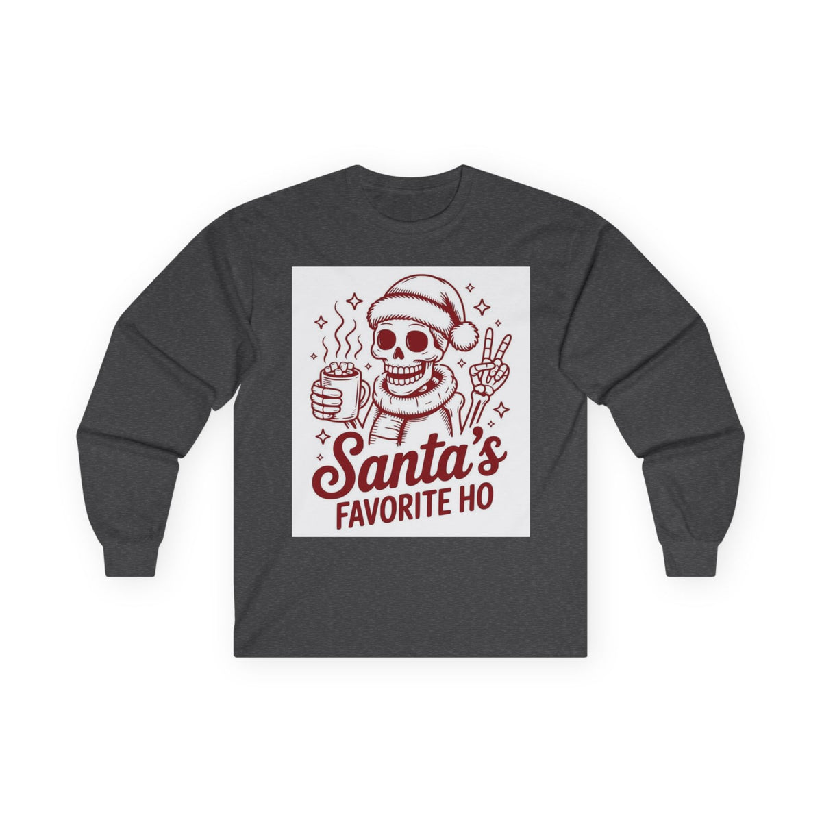 Santa's Favorite Ho Long Sleeve Tee — Funny Skull Christmas Shirt