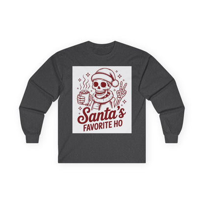 Santa's Favorite Ho Long Sleeve Tee — Funny Skull Christmas Shirt