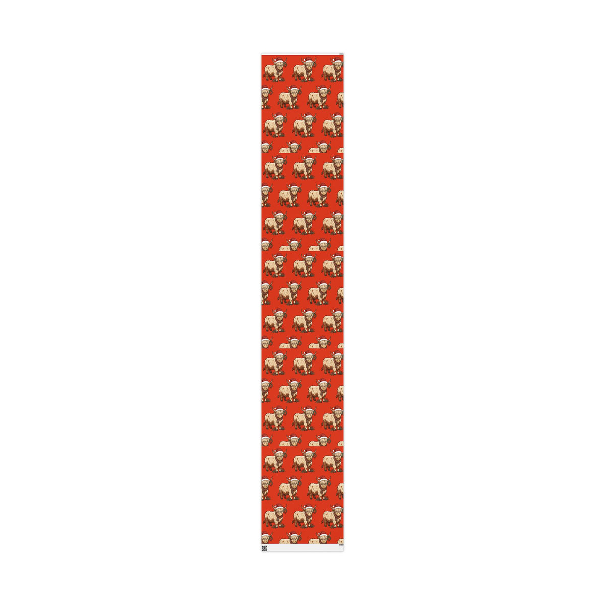 Highland Cow Wrapping Paper – Cute Highland Cattle with Santa Hat, Festive Holiday Gift Wrap