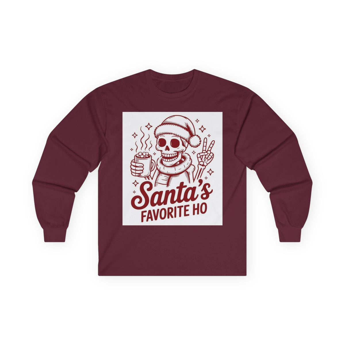 Santa's Favorite Ho Long Sleeve Tee — Funny Skull Christmas Shirt