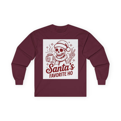 Santa's Favorite Ho Long Sleeve Tee — Funny Skull Christmas Shirt