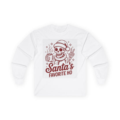 Santa's Favorite Ho Long Sleeve Tee — Funny Skull Christmas Shirt