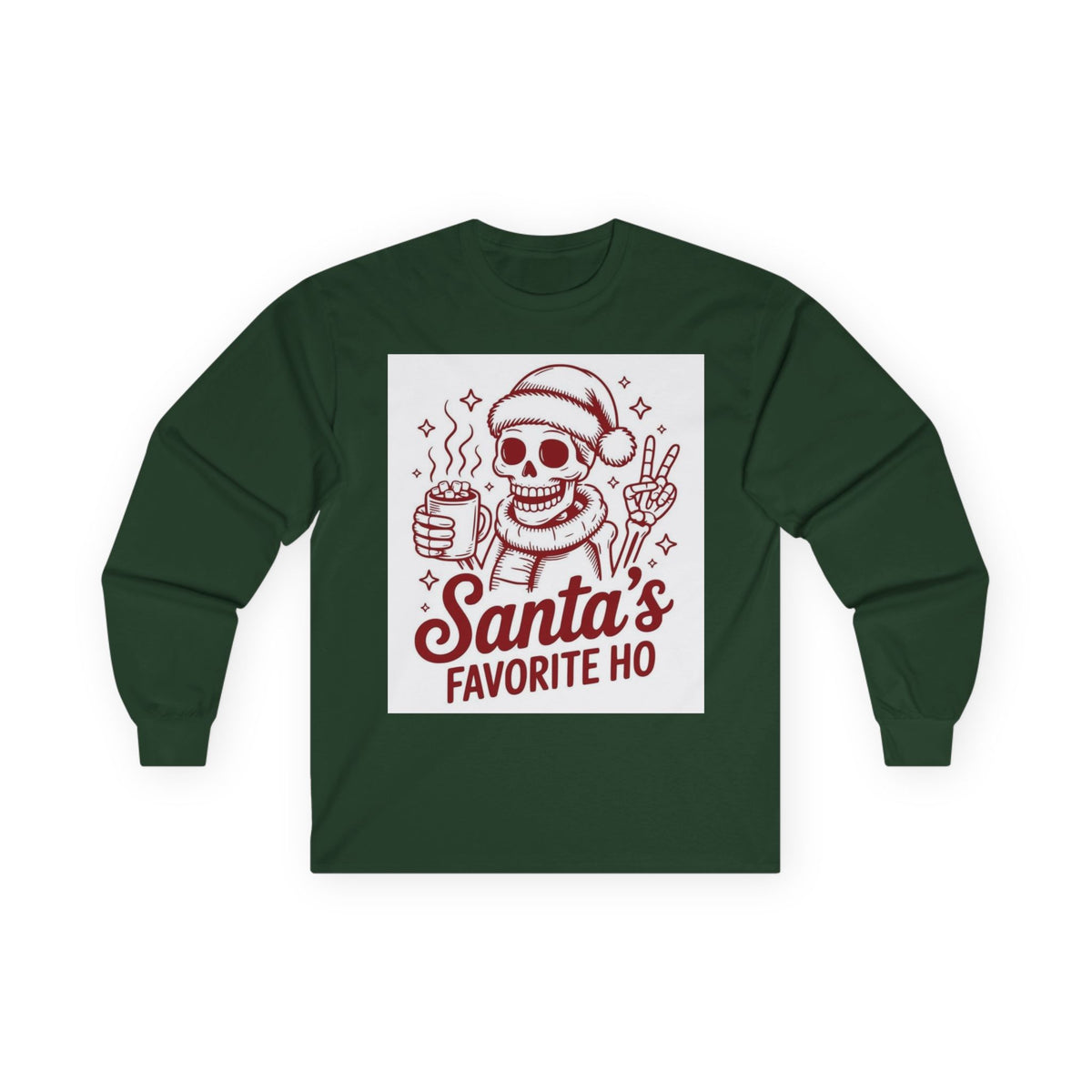 Santa's Favorite Ho Long Sleeve Tee — Funny Skull Christmas Shirt