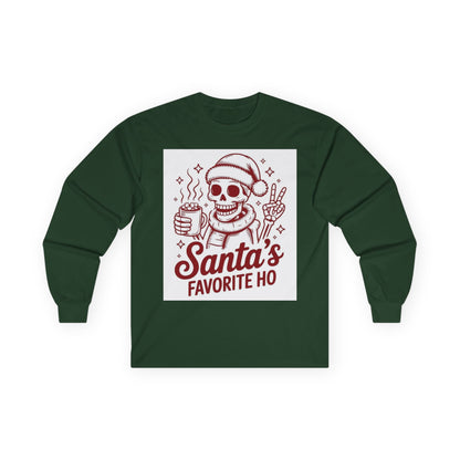 Santa's Favorite Ho Long Sleeve Tee — Funny Skull Christmas Shirt